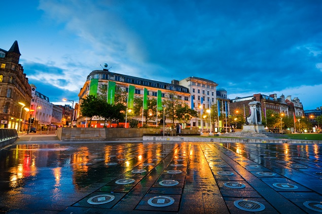 Photo of Manchester city centre at night