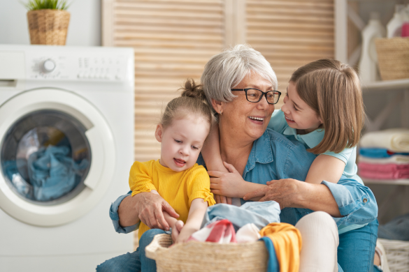 family doing laundry